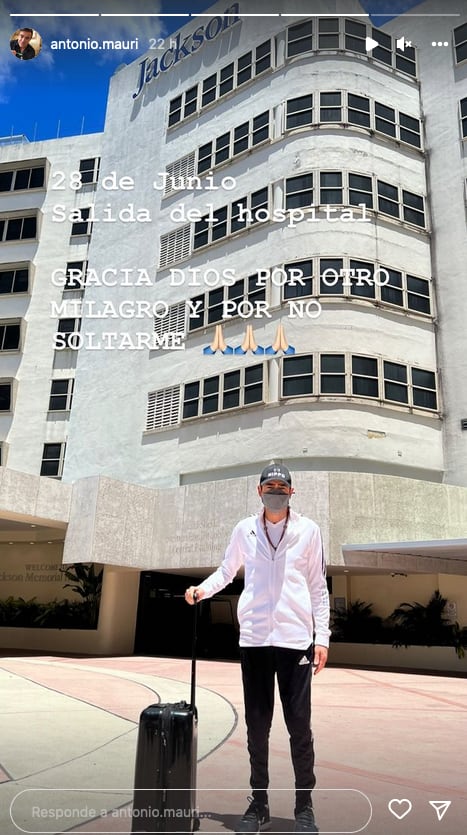 Toño Mauri, así fue su alta tras ser operado de emergencia.
