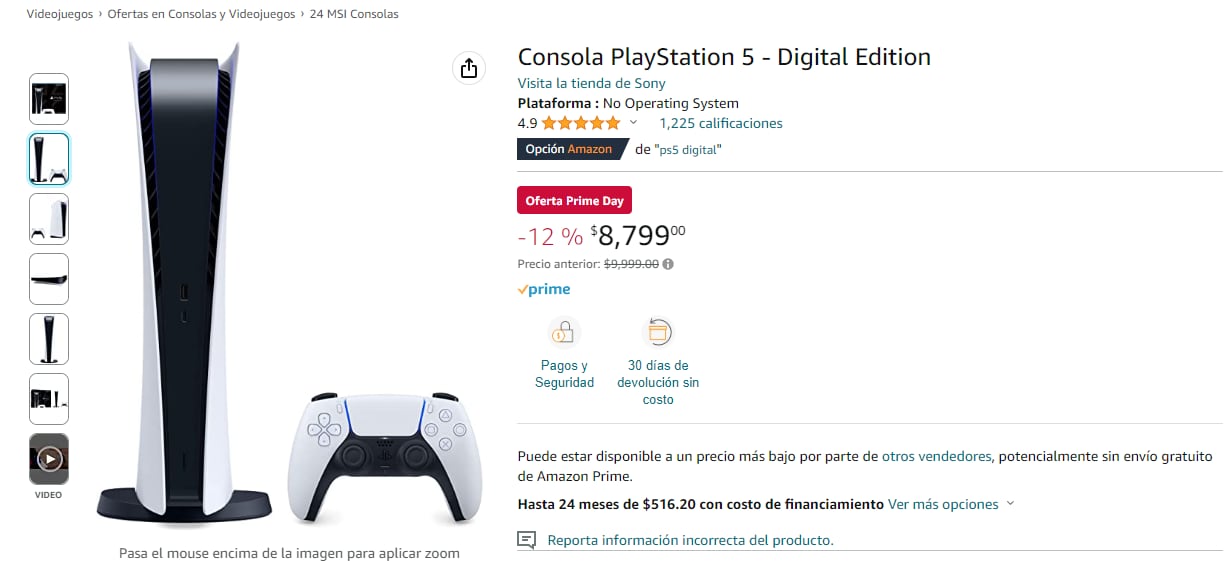 Oferta del PlayStation 5 - Digital Edition en el Amazon Prime Day 2023