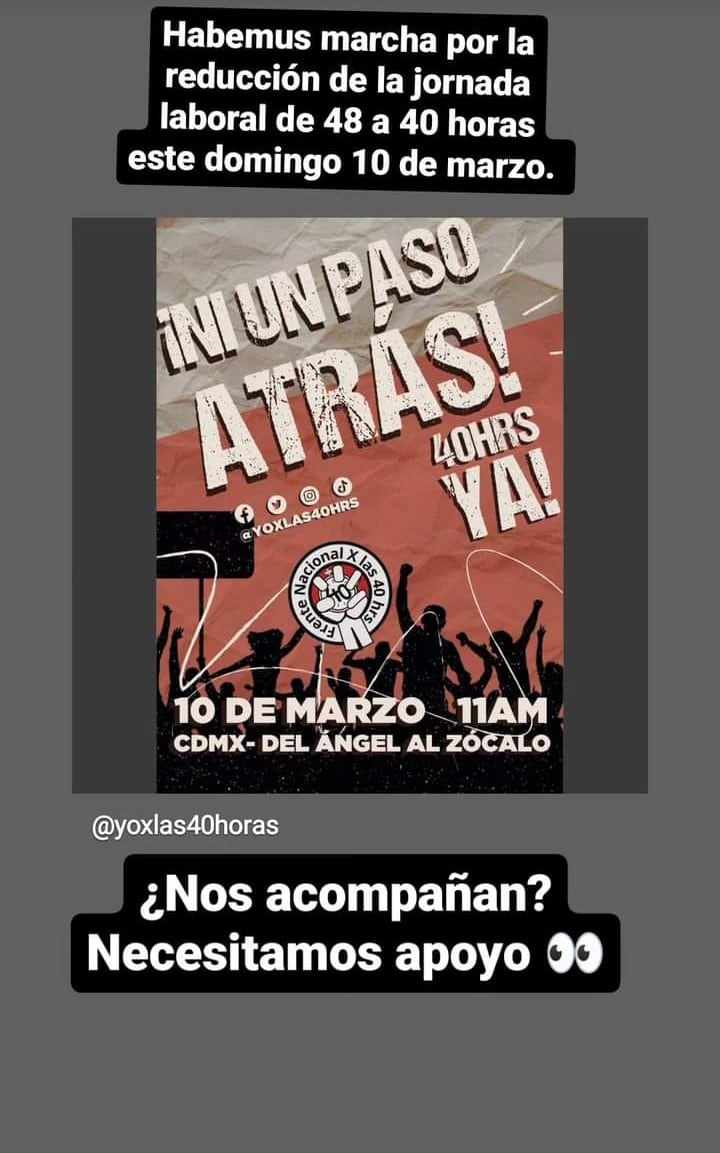 Convocan a marcha por la jornada laboral de 40 horas