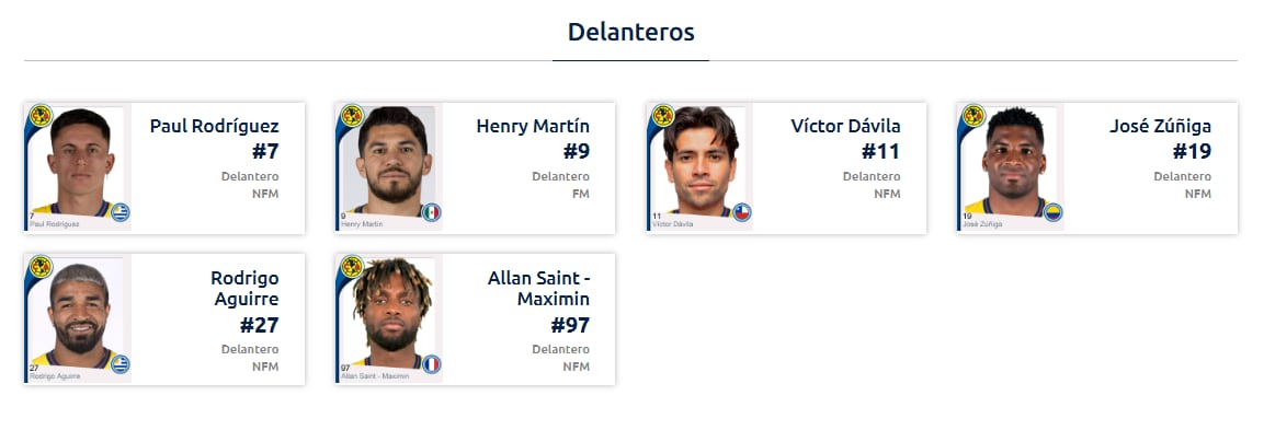 América registró seis delanteros