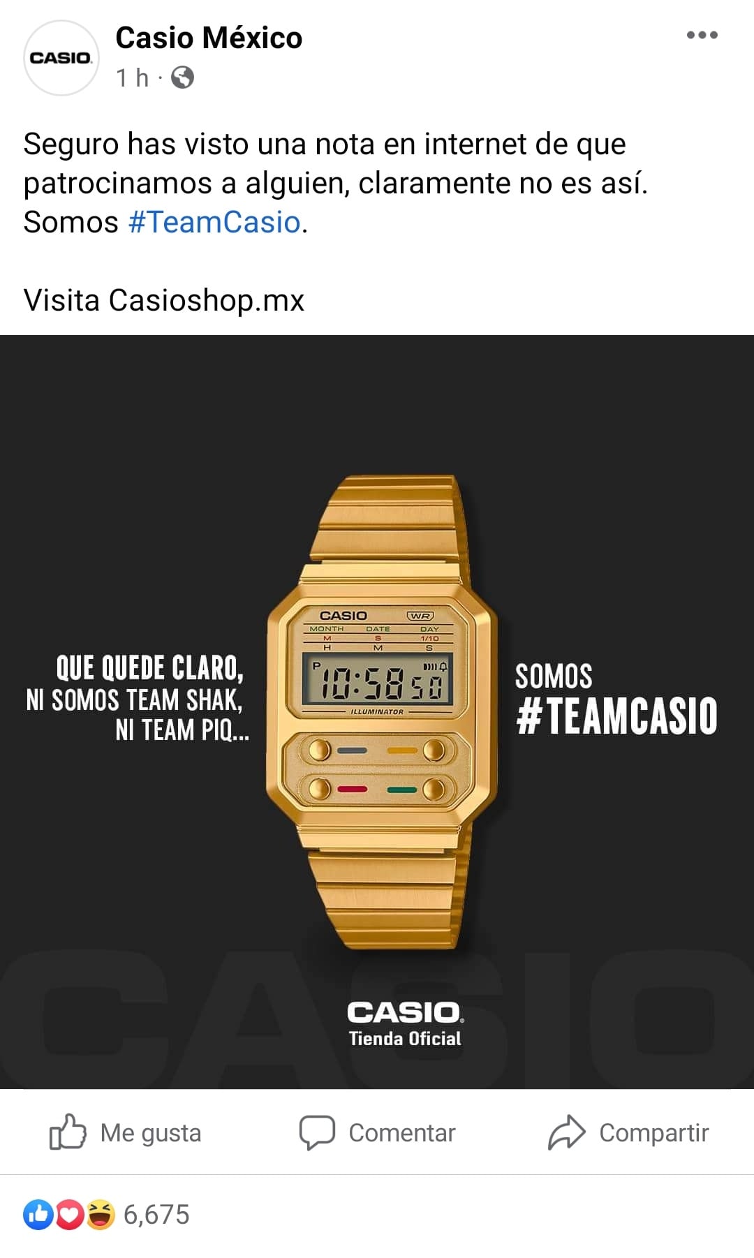 Casio sobre Shakira y Piqué