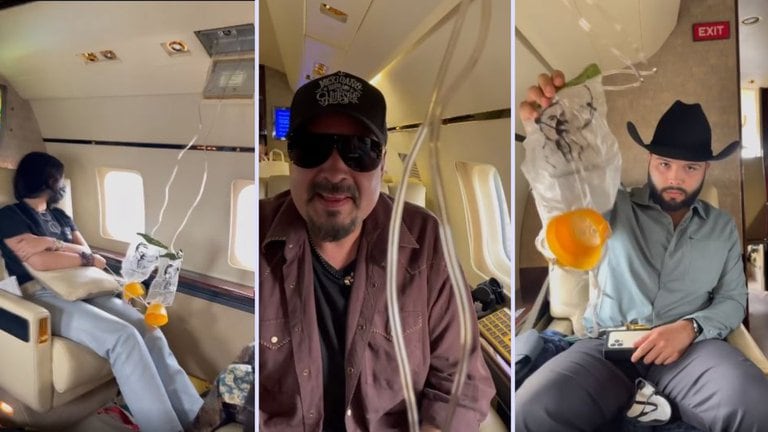 Pepe Aguilar durante percance en avión