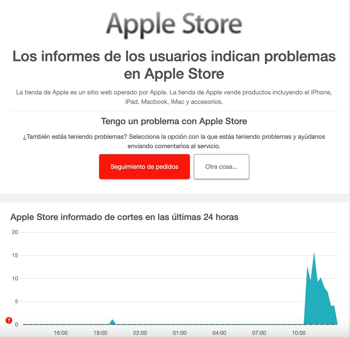 Caída en los servicios y aplicaciones de Apple