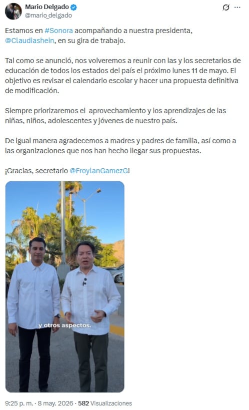 Mario Delgado definirá cambios al calendario escolar de la SEP este lunes