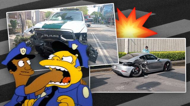 Policías de CDMX chocan contra un lujoso Porsche 718 Cayman GTS 4.0 en Polanco