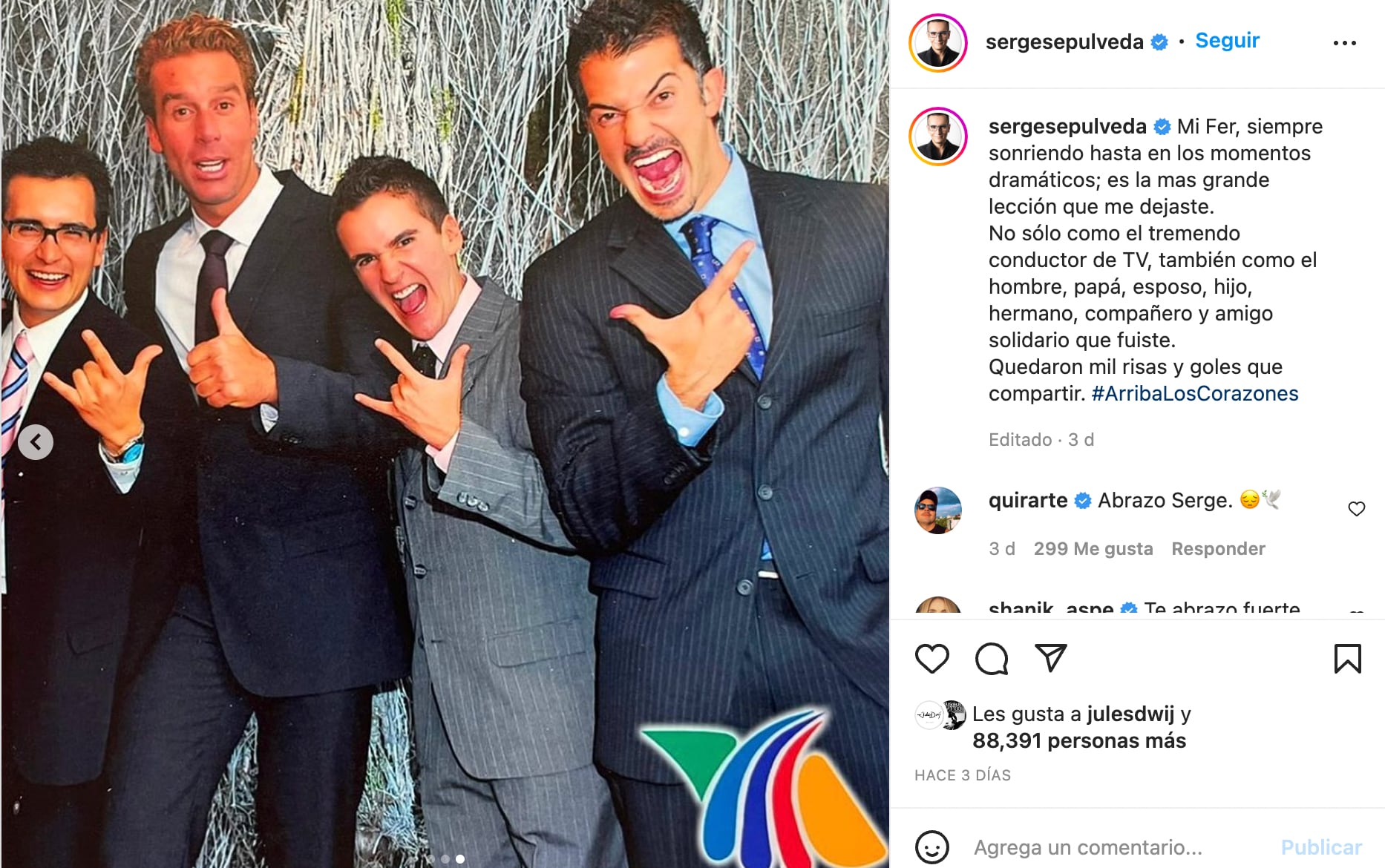 Sergio Sepúlveda despidió en Instagram de Fernando del Solar