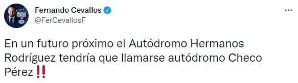 Piden que ahora el Autódromo se llame Checo Pérez
