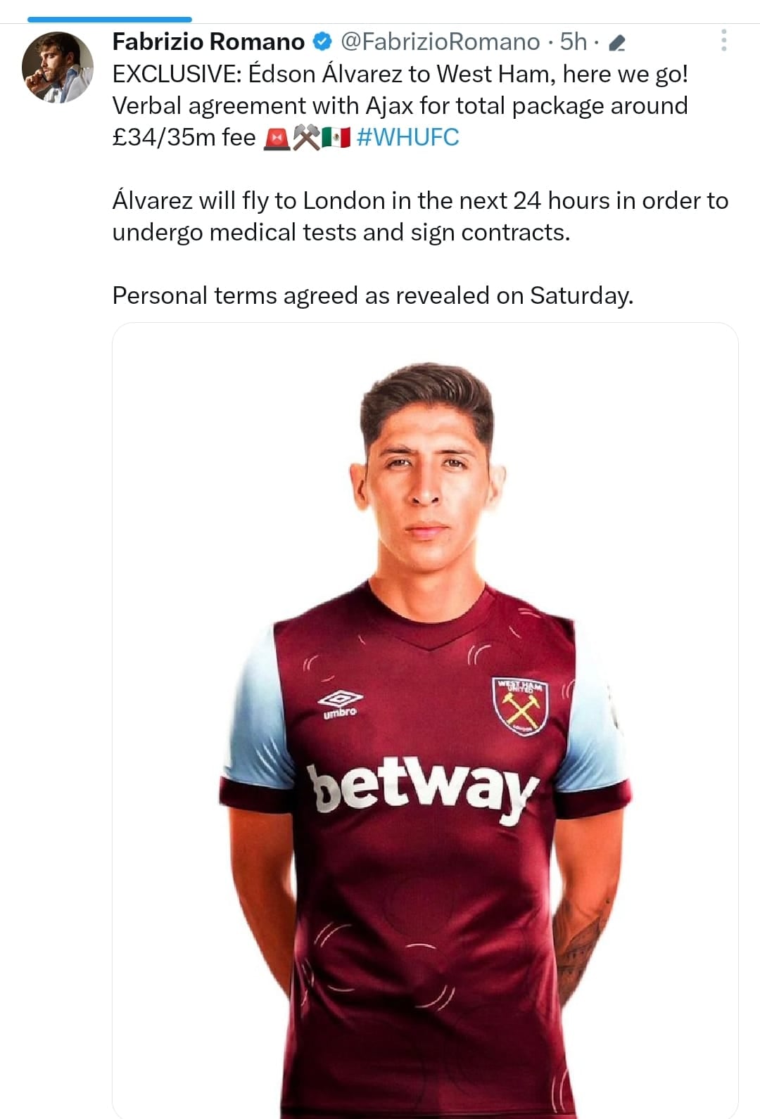 Fabrizio Romano sobre Edson Álvarez