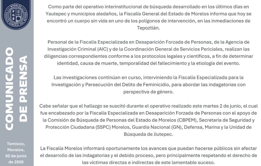 Michelle Itzayana fue localizada sin vida en Tepoztlán