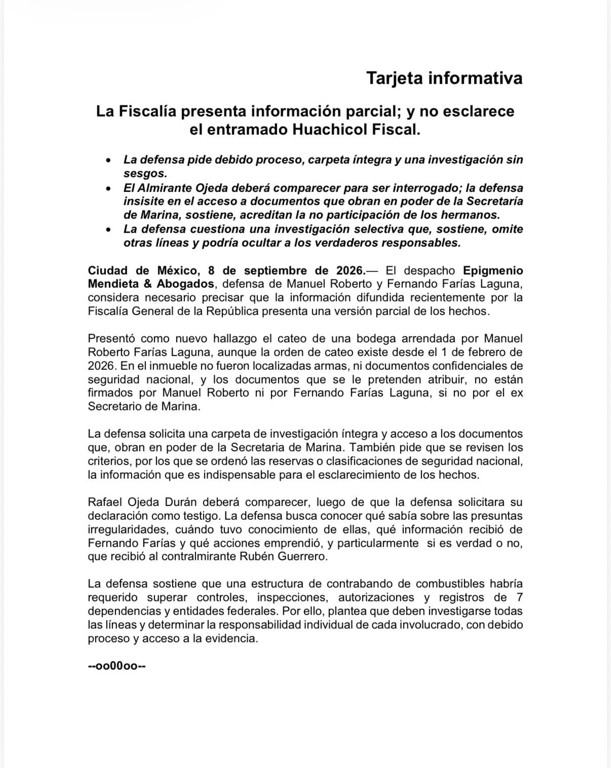 Defensa de hermanos Farías Laguna cuestiona cateo presentado por la FGR: “no es nuevo”