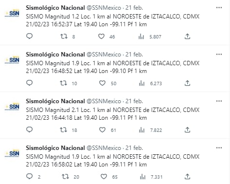 Ocurrieron 4 microsismos con epicentro en Iztacalco este martes