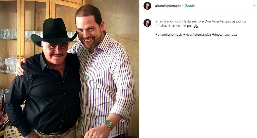 Esposo de Alejandra Fernández lamenta muerte de Vicente Fernández.