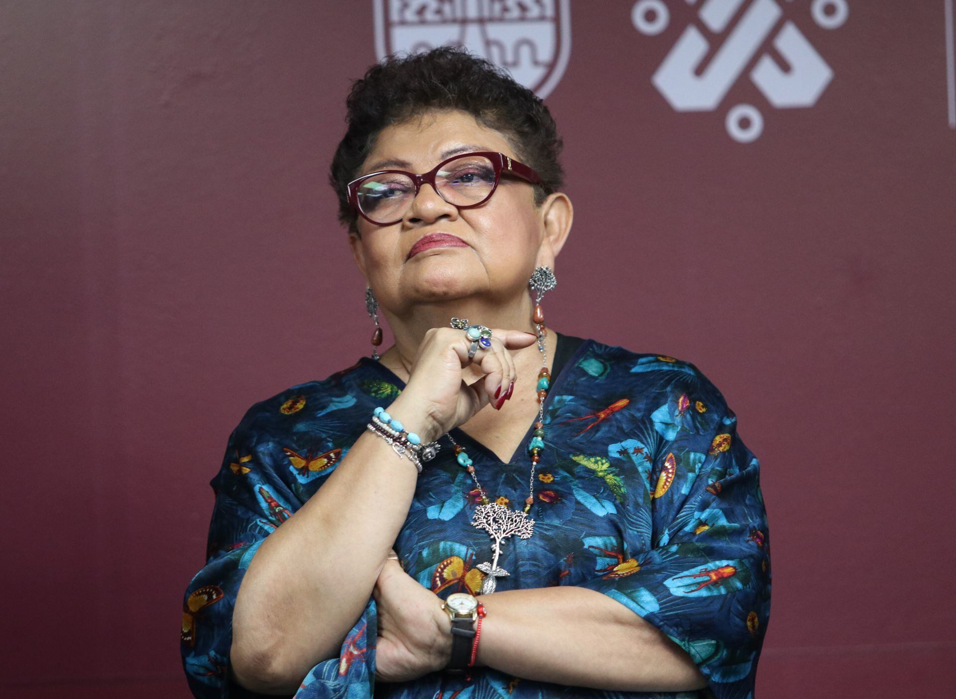 Ernestina Godoy Ramos, fiscal general de justicia de la ciudad durante conferencia de prensa para dar detalles de las 11 detenciones a partir de cateos realizados ayer por la presunta participación en el atentado contra el periodista Ciro Gómez Leyva.