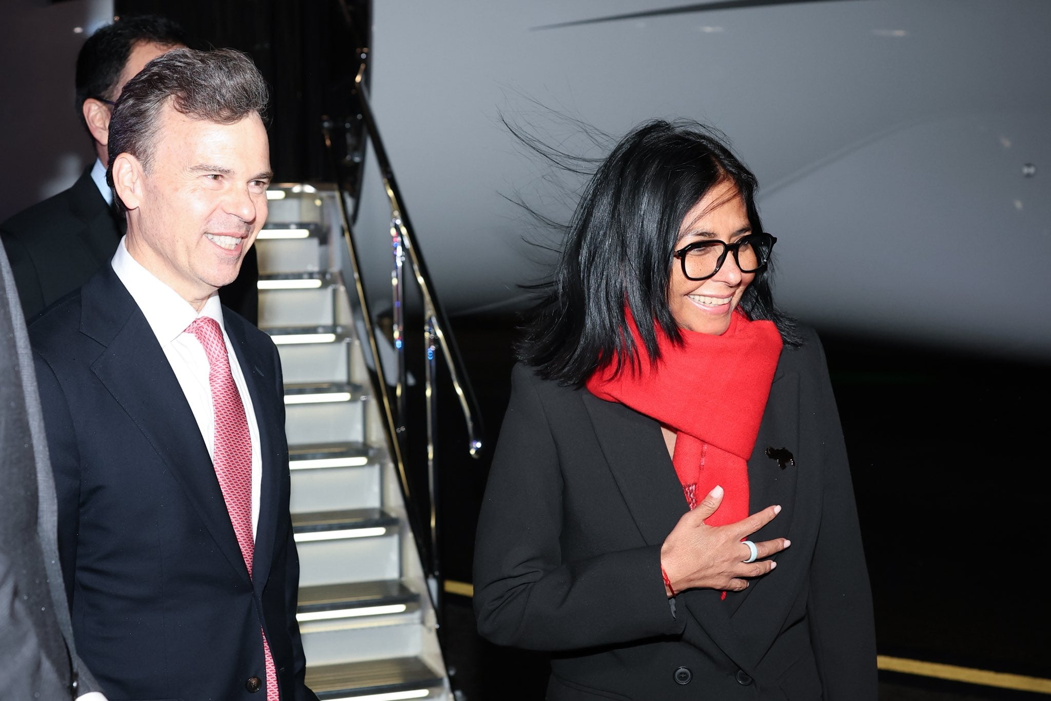 Delcy Rodríguez llega a Nueva York para su primer encuentro con Donald Trump