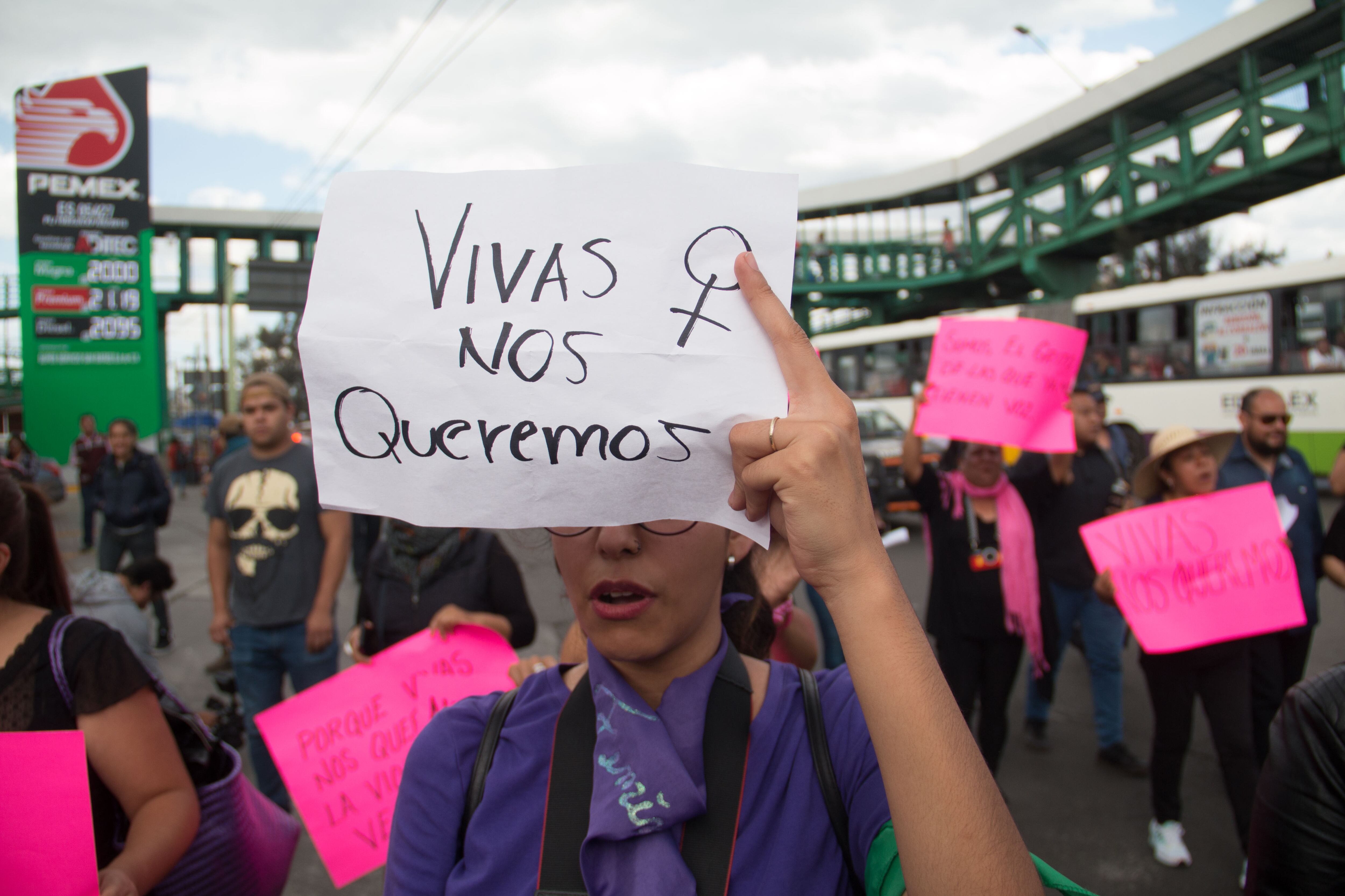 Protesta contra los feminicidios en México.