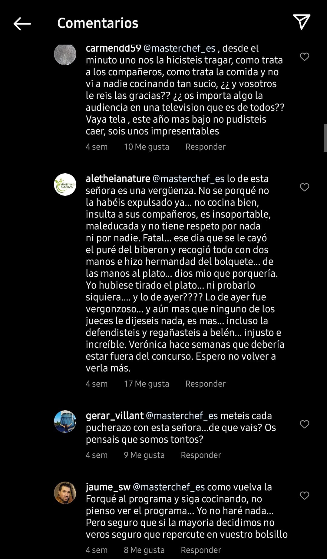 Comentario contra Verónica Forqué