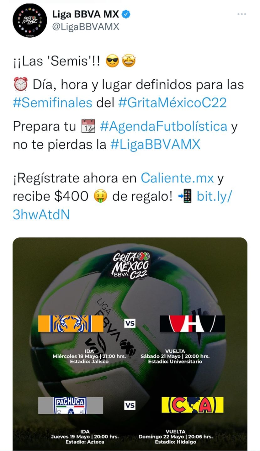 La Liga MX anunció los horarios de las semifinales del Clausura 2022.