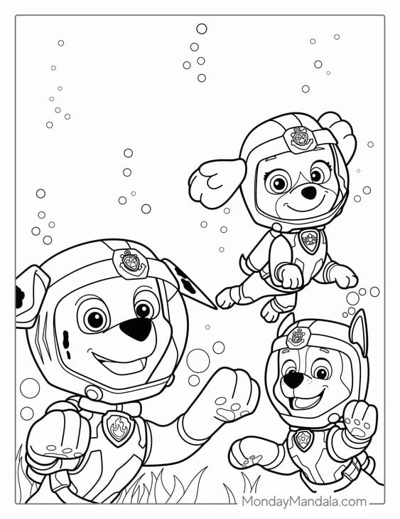 Dibujos de Paw Patrol de vacaciones para colorear