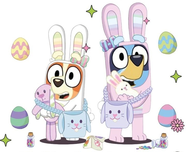 Dibujos de Bluey de Pascua con Bingo