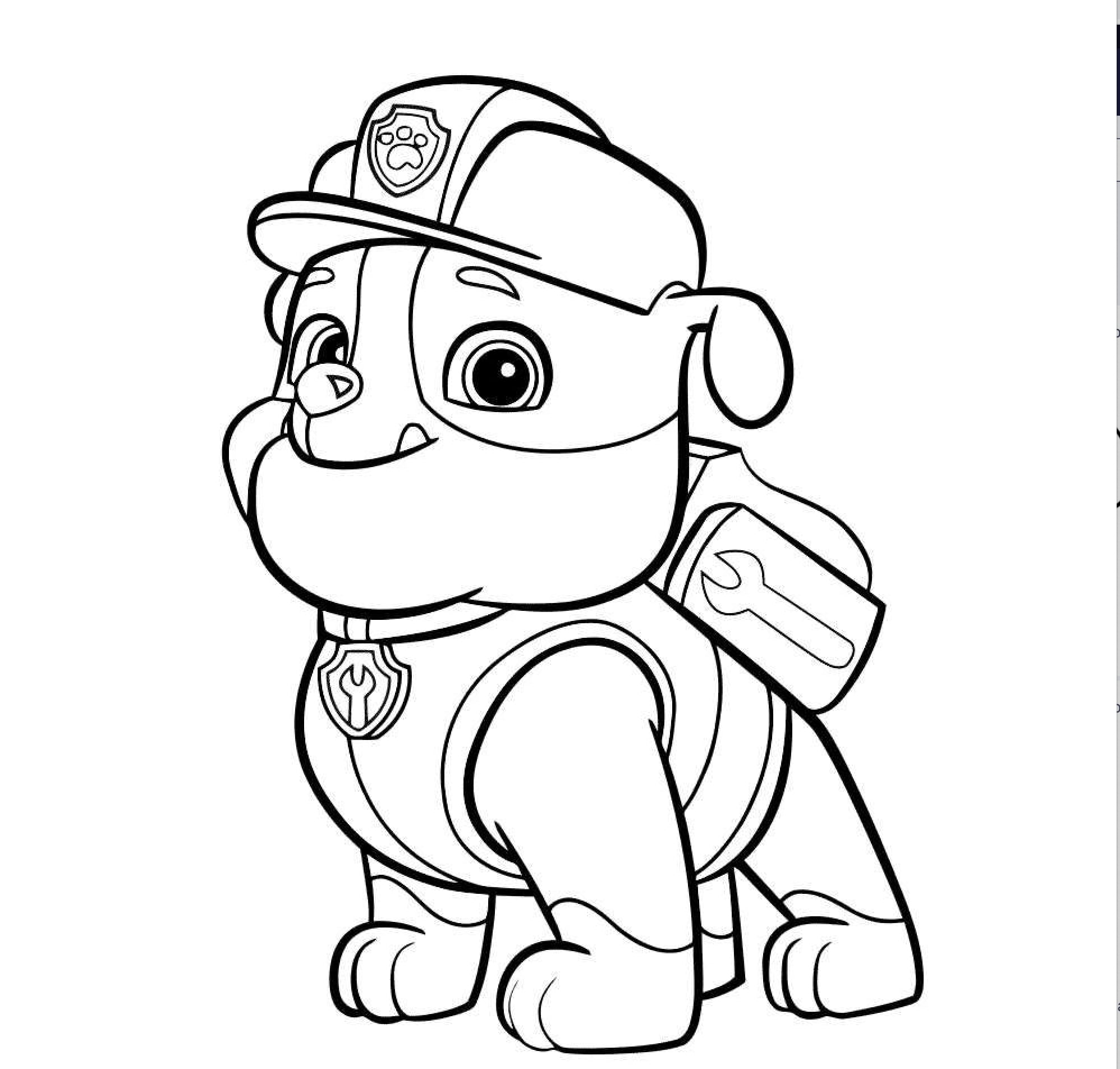 Rubble de Paw Patrol para colorear