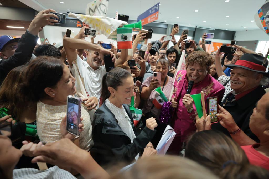 Claudia Sheinbaum es recibida en Ciudad Juárez