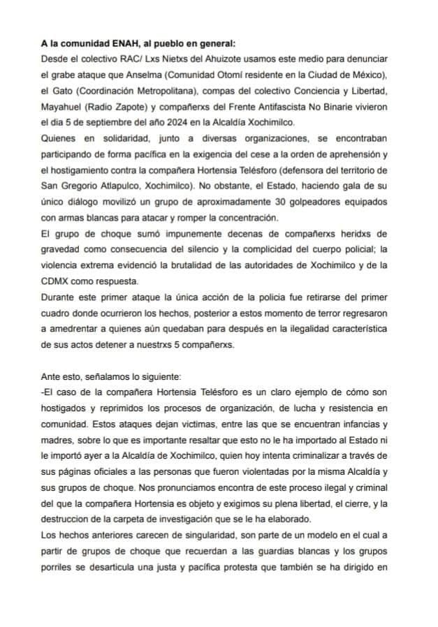Se pronuncian por represión en Xochimilco