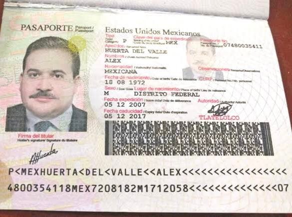 Pasaporte de Alex Huerta del Valle