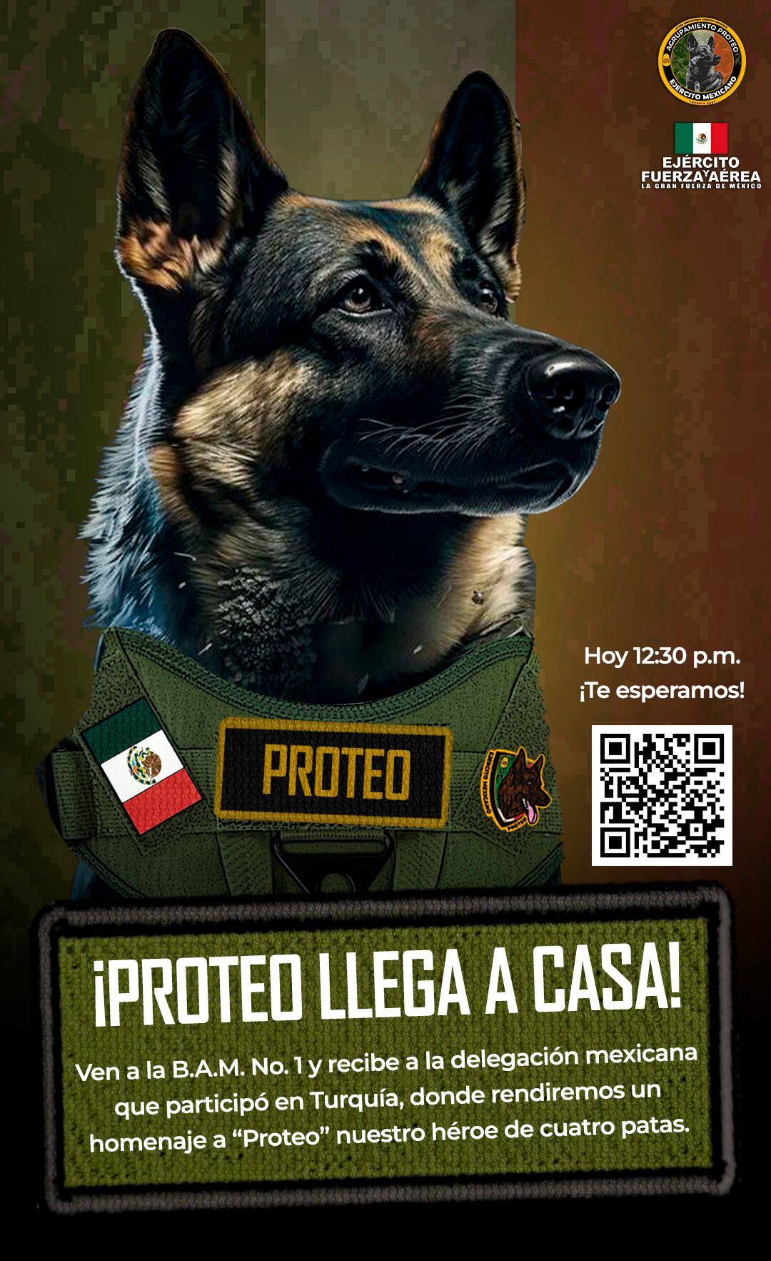 Sedena rendirá homenaje a Proteo de regreso en México