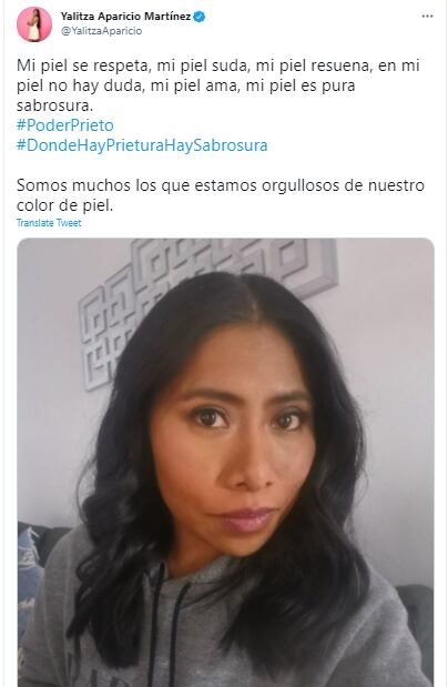 Post de Yalitza Aparicio sobre Poder Prieto.