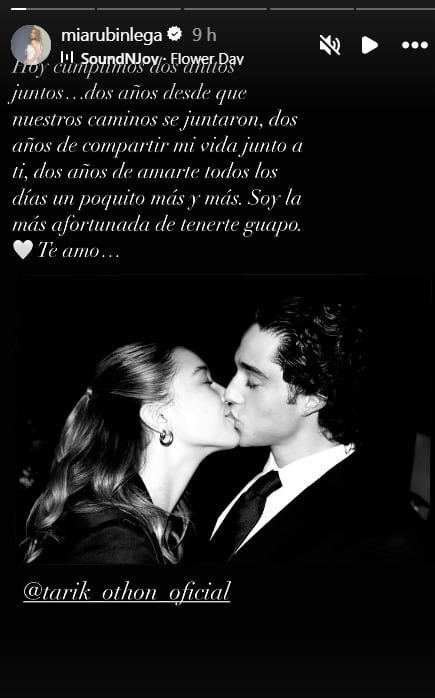 Mía Rubín celebra dos años de noviazgo con Tarik Othón