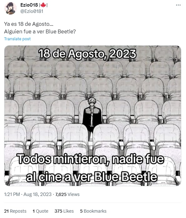 Memes por el estreno de Blue Beetle