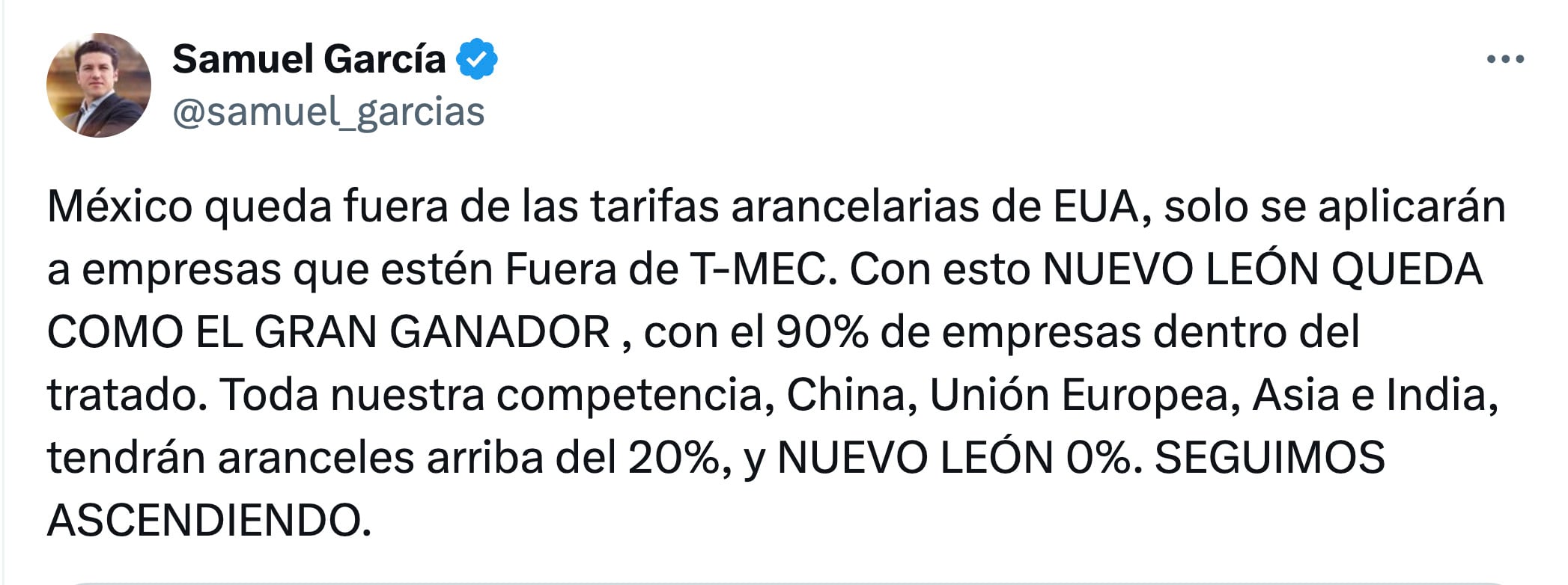 Samuel García sobre anuncio de Donald Trump