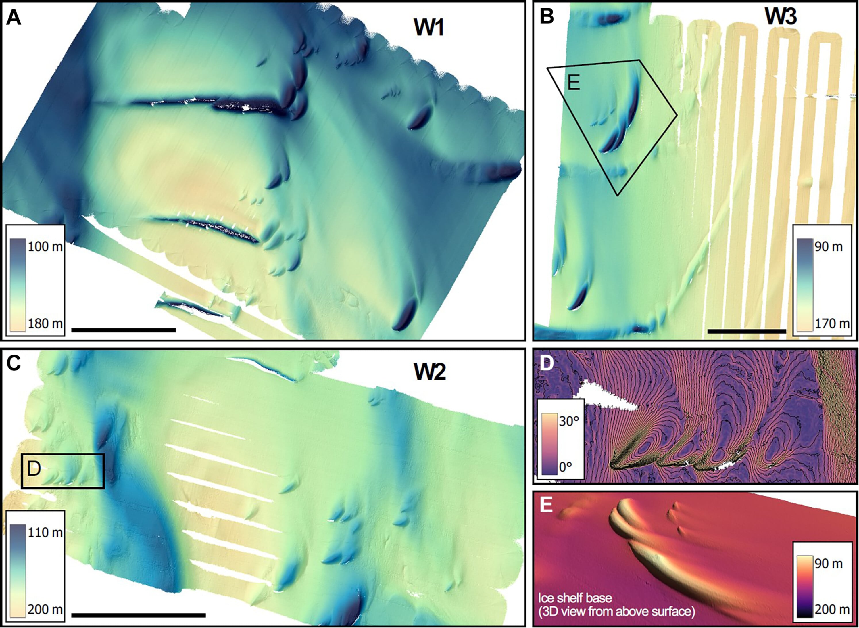 Descubrieron formaciones complejas en las profundidades de la plataforma Dotson de la Antártida