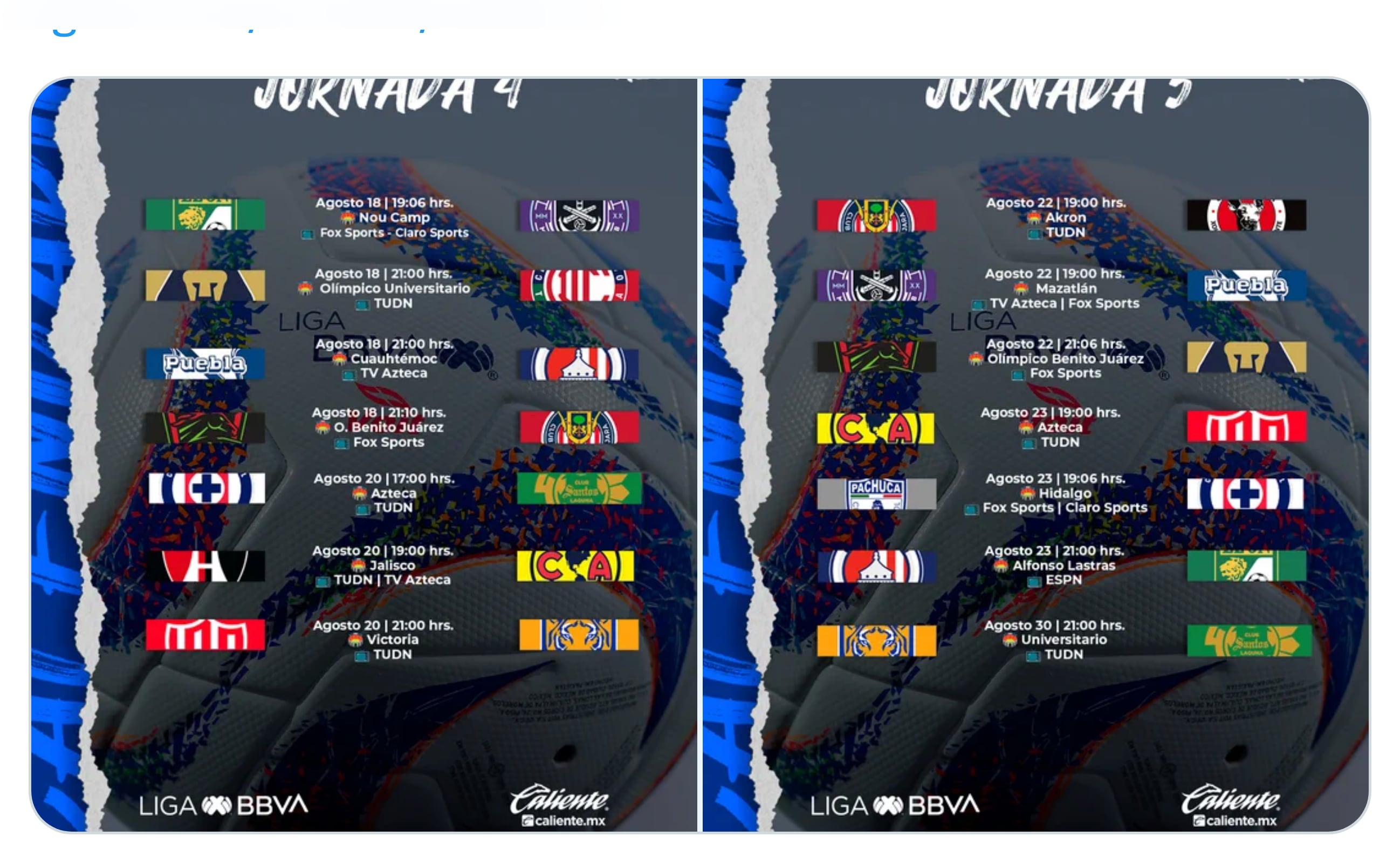Liga MX Jornada 4 y 5