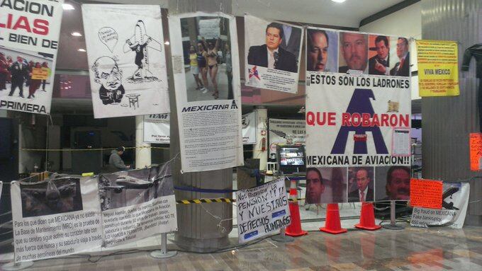 Protesta de empleados de Mexicana