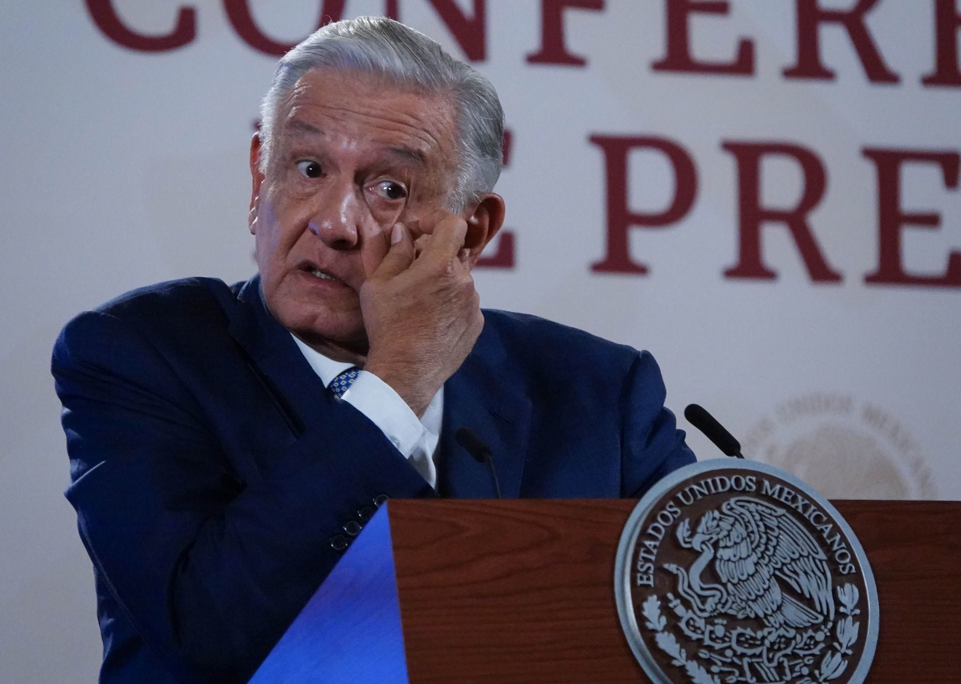 Andrés Manuel López Obrador durante la conferencia matutina desde Palacio Nacional