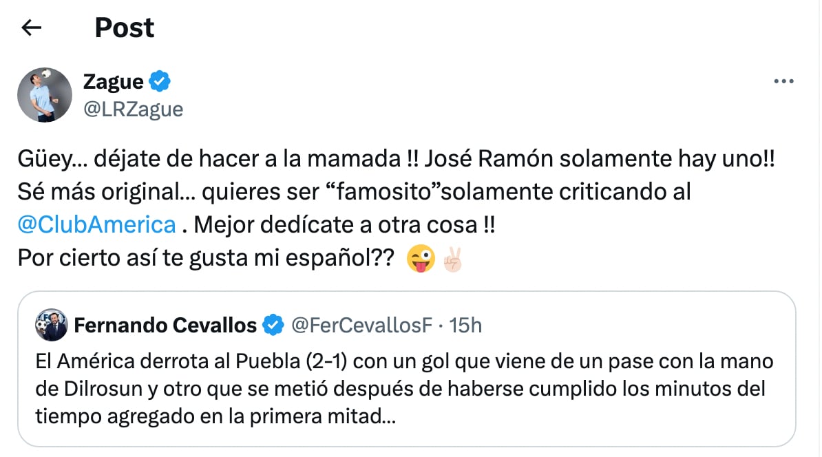 Zague revienta a reportero de Fox Sports
