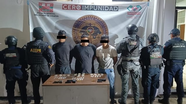 Los 3 detenidos del CJNG en Chiapas están relacionados con venta de drogas, posesión de armas de fuego y homicidios