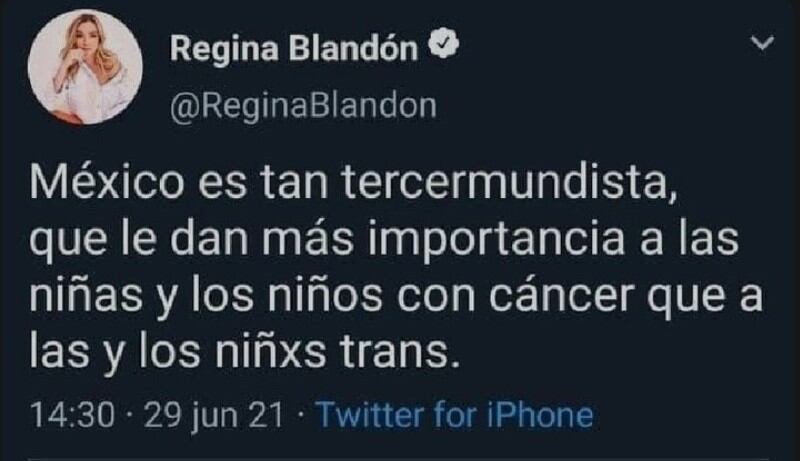 Falso tuit de Regina Blandón