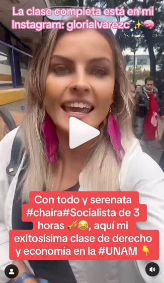 Gloria Álvarez se burla de protestas de estudiantes