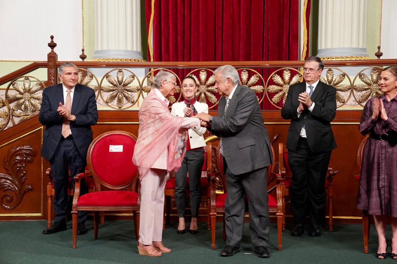 Se juntan las corcholatas de AMLO: Claudia Sheinbaum, Marcelo Ebrard y Adán Augusto acompañan al presidente en evento de Palacio Nacional