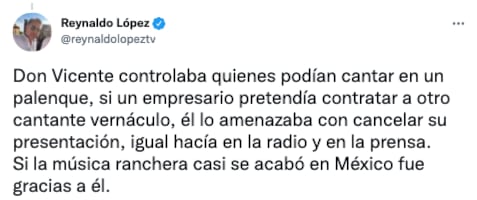 Reynaldo López sobre Vicente Fernández