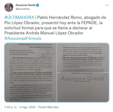 Abogado de Pío López Obrador presenta solicitud para que FEPADE llame a AMLO a declarar