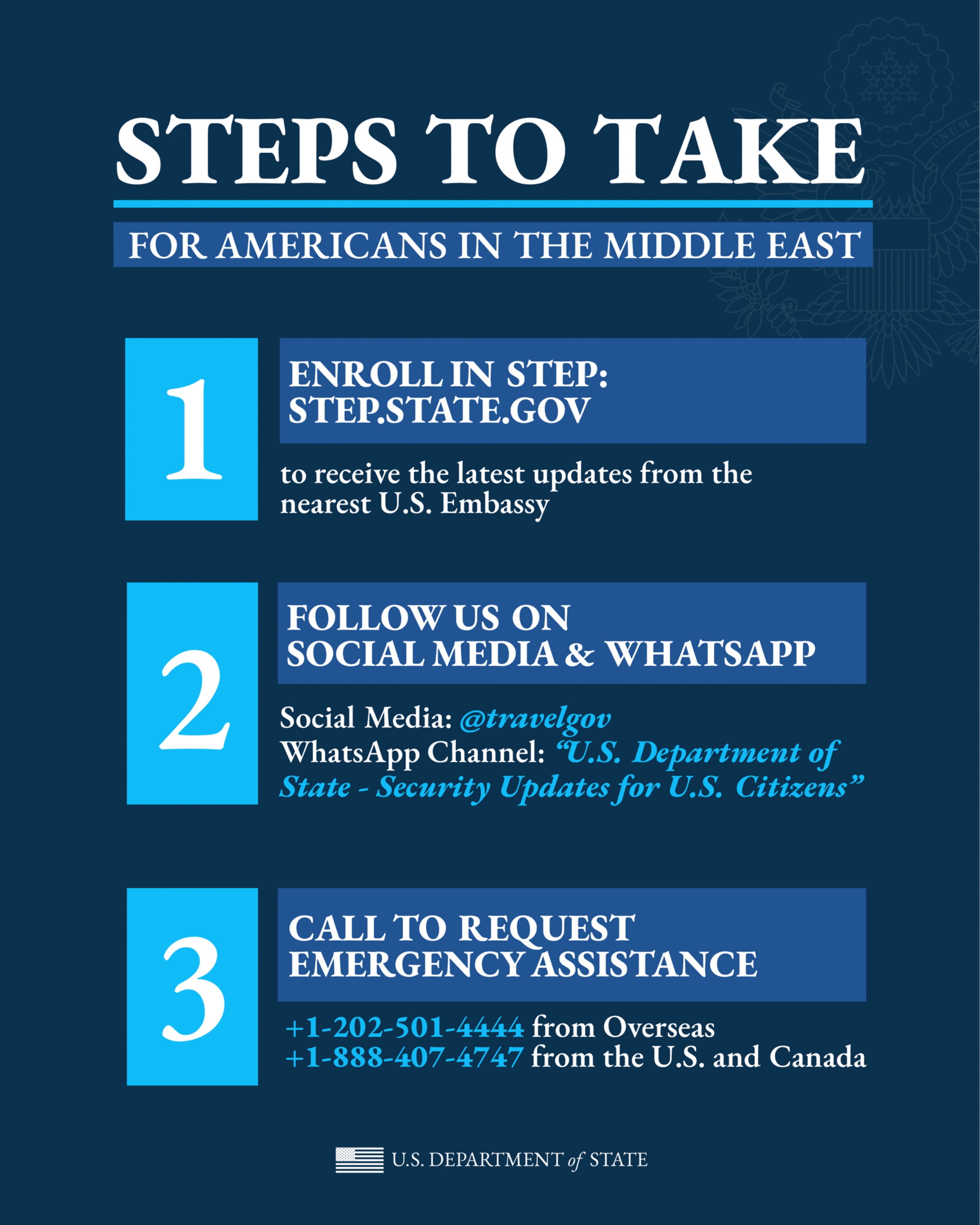 Estados Unidos abre vías de apoyo consular por conflicto en Medio Oriente