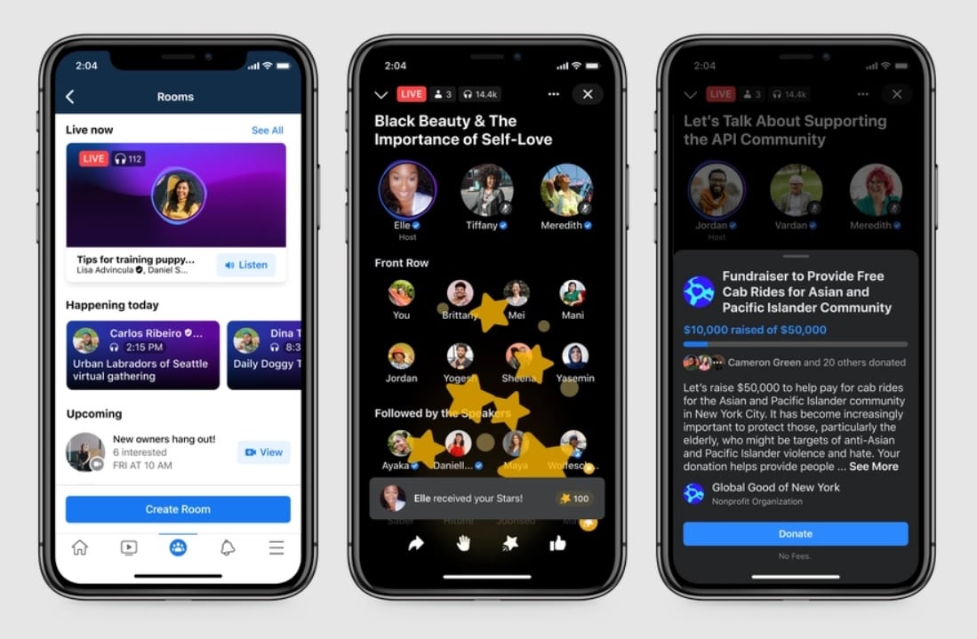 'Salas de Audio en Vivo' de Facebook