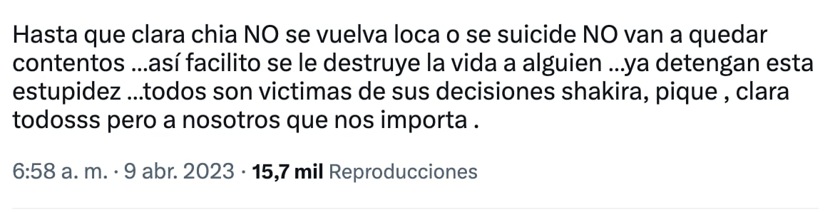 Usuarios defienden a Clara Chía de la transfobia en redes