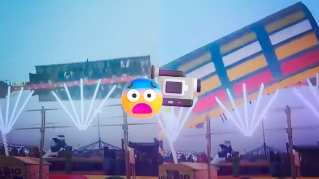 Juego mecánico en la Feria Internacional de Artesanía en India se desploma.