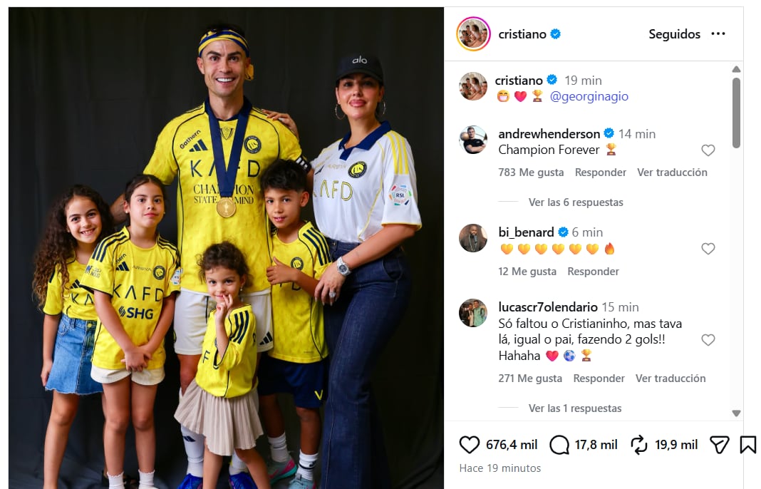 La foto de Cristiano y Georgina tras el título del Al Nassr rompe las redes.