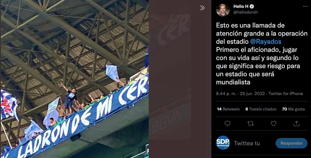 Fan de Rayados expuso su vida en el Estadio BBVA