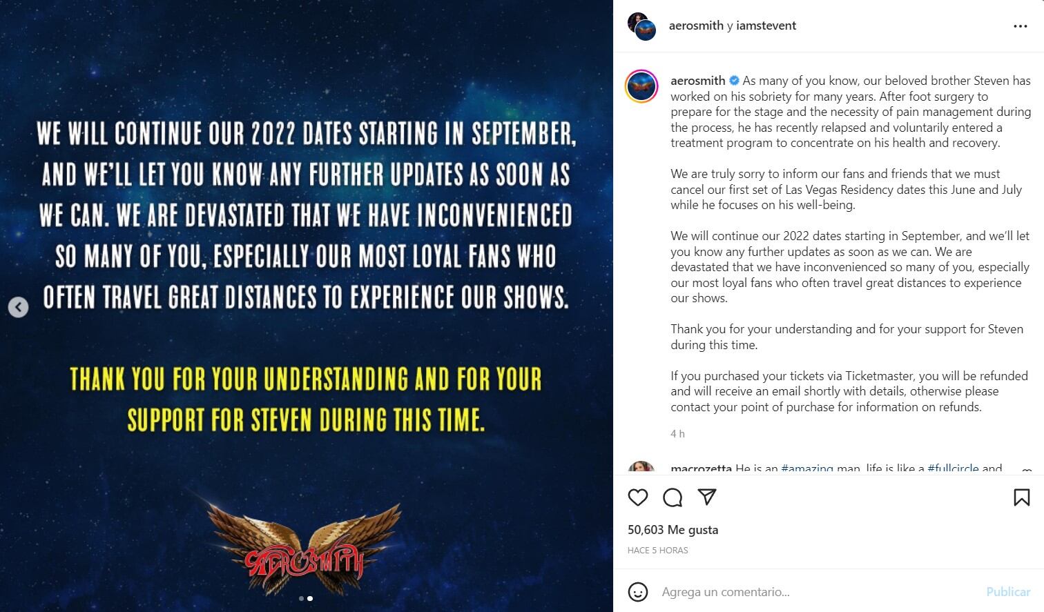 Comunicado de Aerosmith